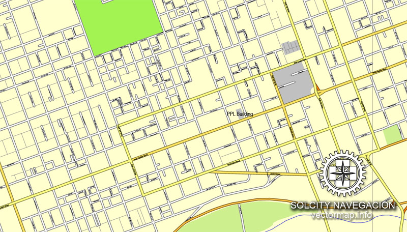 Map Allentown Pennsylvania Us Cityplan 07mx07m Ai 2 