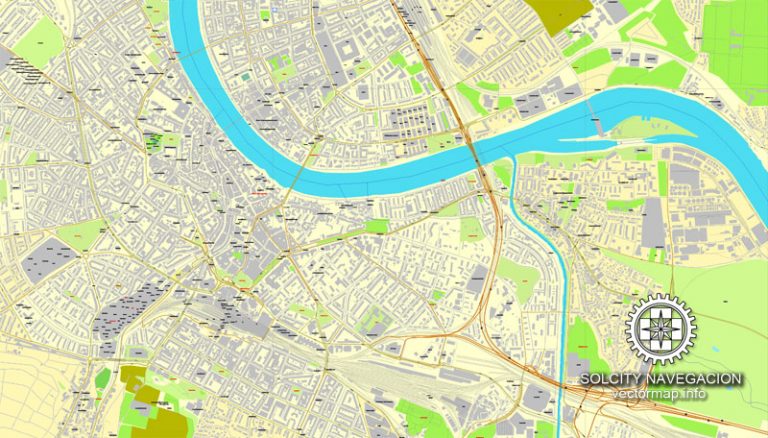 Basel, Switzerland, printable vector street City Plan map, full ...