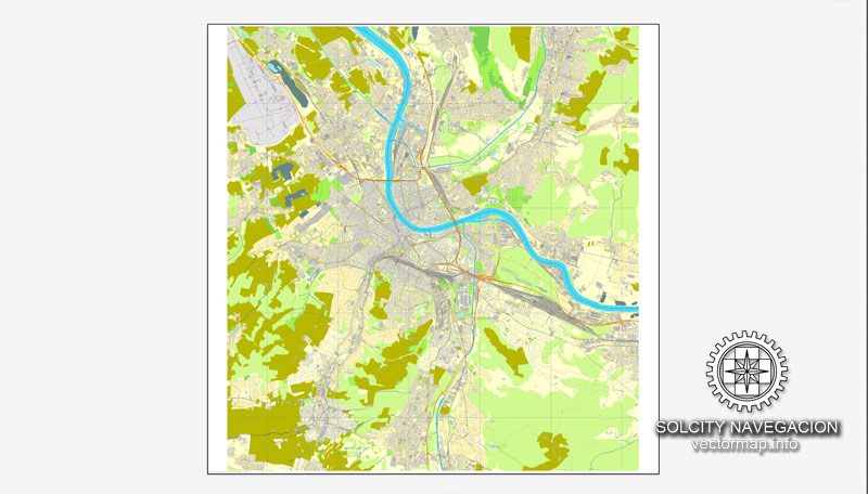 Basel, Switzerland printable vector street City Plan map, full editable, Adobe Illustrator, full vector 3 x 3 m, scalable, editable, text format street names, 7,2 mb ZIP