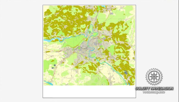 Bern, Switzerland printable vector street full City Plan map, full editable, Adobe Illustrator
