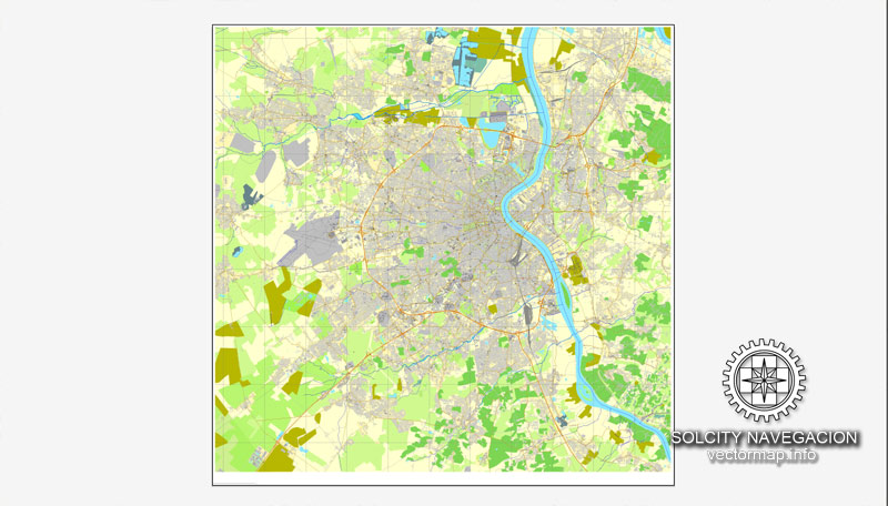 Bordeaux, France printable vector street full City Plan map, full editable, Adobe Illustrator, full vector 3 x 3 m, scalable, editable, text format street names, 31,3 mb ZIP All streets, all buildings.