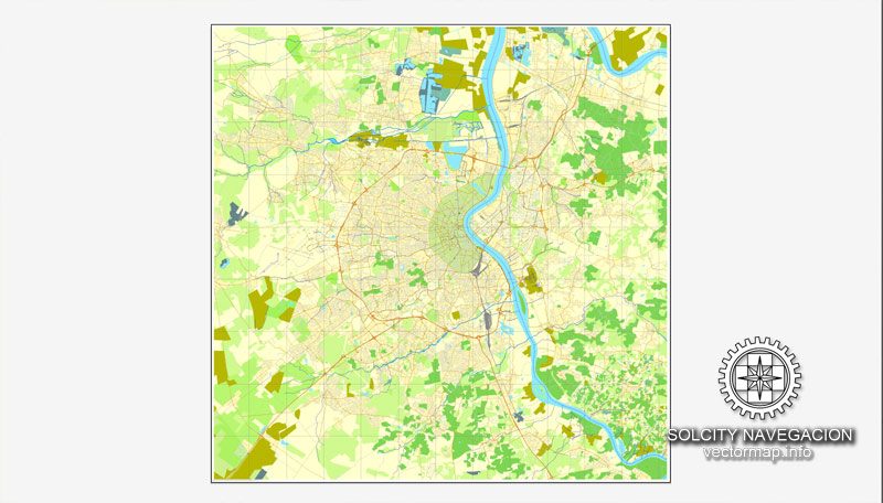 Bordeaux, France printable vector street Simple City Plan map, full editable, Adobe Illustrator