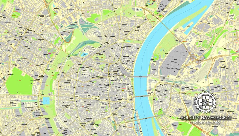 Cologne / Koln, Germany printable vector street City Plan map, full editable, Adobe Illustrator
