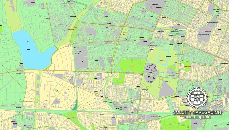 Copenhagen / København Denmark printable vector street map full City Plan full editable, Adobe Illustrator