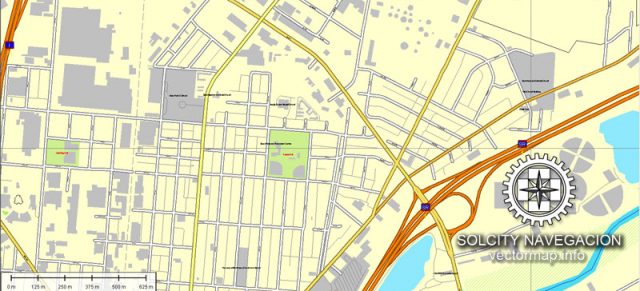 Dayton Ohio US printable vector street map Atlas 25 parts full editable ...