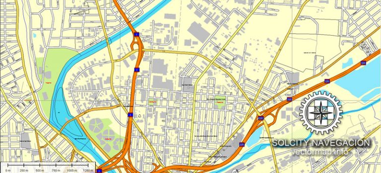 Dayton, Ohio, US printable vector street Atlas 25 parts map, full ...