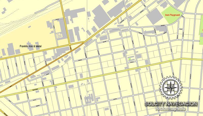 Map vector Dayton, Ohio, US printable vector street City Plan map, full editable, Adobe Illustrator