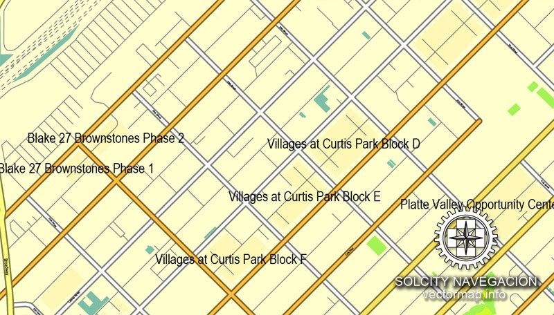 Map Vector Denver, Colorado, US printable vector street City Plan map, full editable, Adobe Illustrator