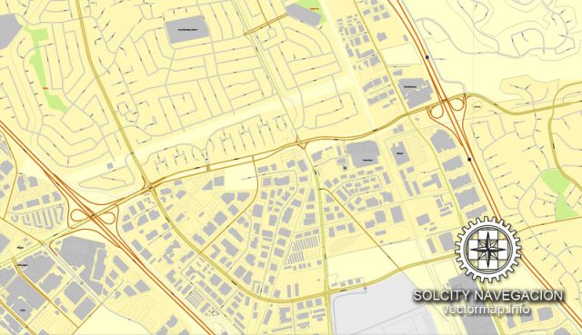 Fremont, California, US printable vector street City Plan map, full ...