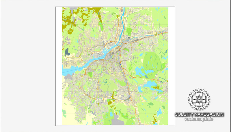 Gothenburg, Sweden / Göteborg, Sverige, printable vector street City Plan map, full editable, Adobe Illustrator