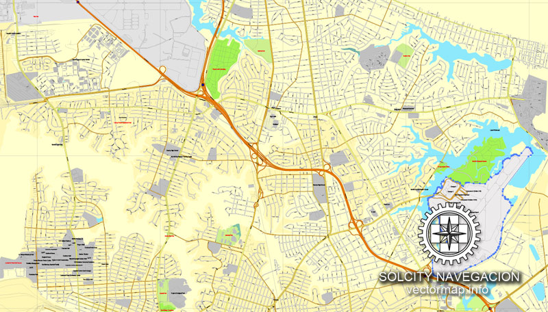 Map vector Hampton Roads, Virginia, US printable vector street City Plan map, full editable, Adobe Illustrator