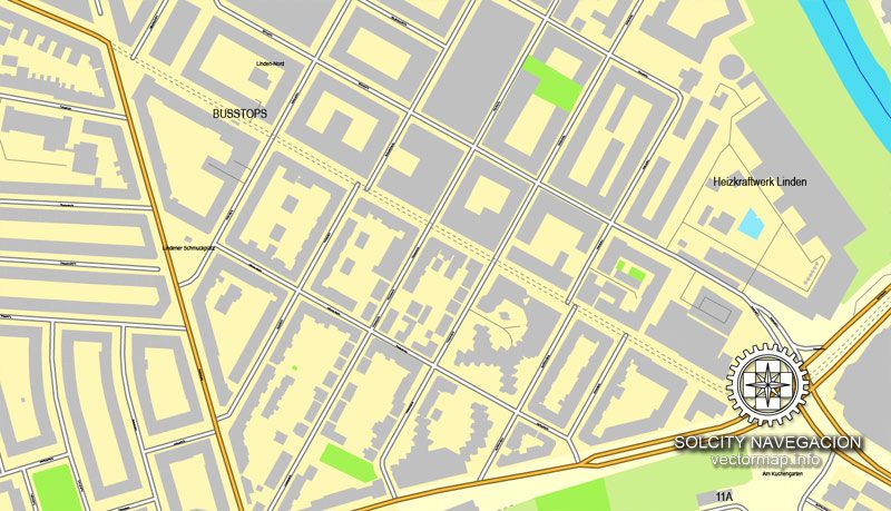Hanover printable vector street City Plan map, full editable, Adobe Illustrator, Royalty free