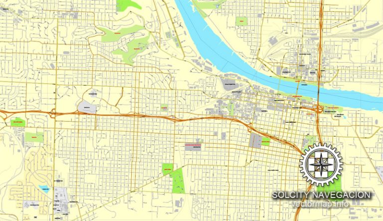 Little Rock, Arkansas, US printable vector street City Plan map, full