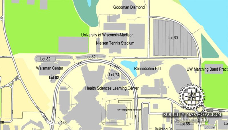 Map Madison, Wisconsin, US printable vector street City Plan map, full editable, Adobe Illustrator