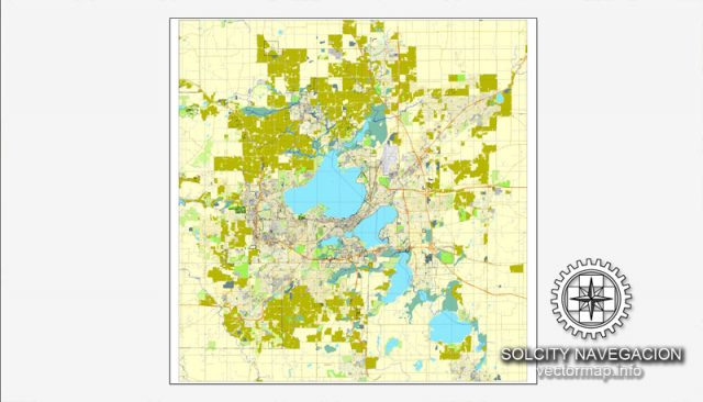 Madison PDF map, Wisconsin, US, printable vector street City Plan map ...