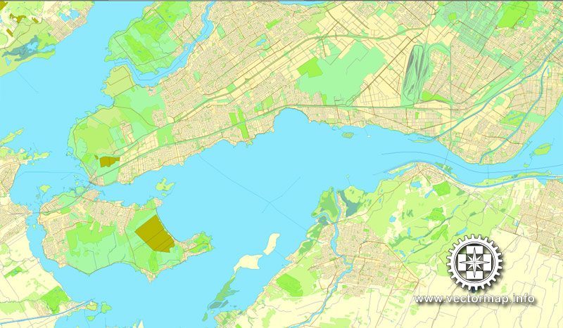 Printable City Plan Map of Montreal, Canada, Adobe Illustrator, full vector, scalable, editable, NO street names