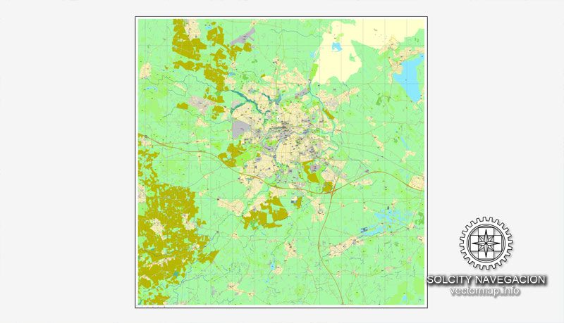 Odense Denmark Printable Vector Street Map Full City Plan Full Editable Adobe Illustrator