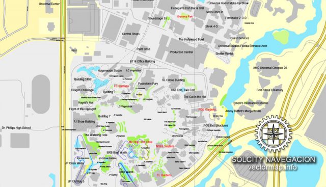 Orlando Florida US printable vector street map: City Plan full editable ...