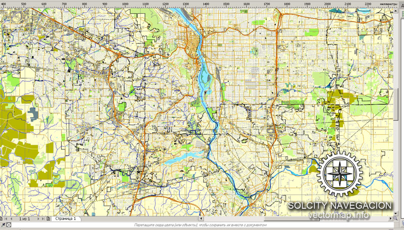Portland, Oregon, US printable vector street City Plan map, full