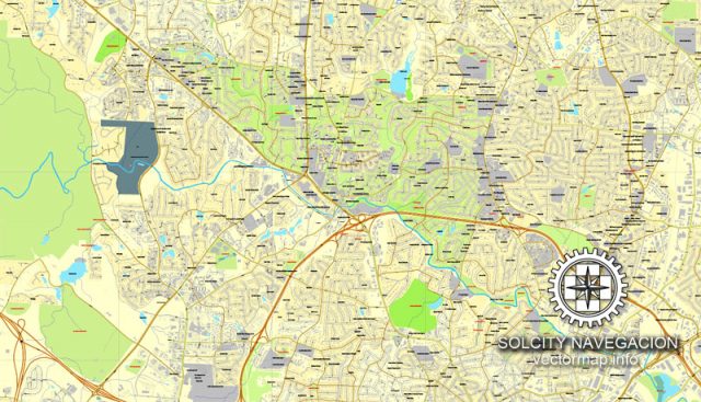 Raleigh Chapel Hill Durham North Carolina Printable Map US Editable ...