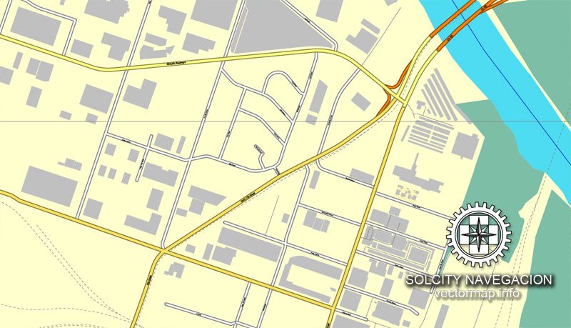 Vector map Sacramento, California, US printable vector street City Plan map, full editable, Adobe Illustrator