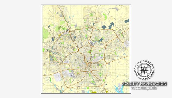 Map vector San Antonio, Texas, US printable vector street City Plan map, full editable, Adobe Illustrator