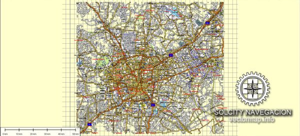 Map vector San Antonio, Texas, US printable vector street Atlas 25 parts map, full editable, Adobe Illustrator