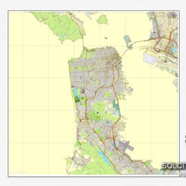 Map vector San Francisco, California, US printable vector street City Plan map, full editable, Adobe Illustrator