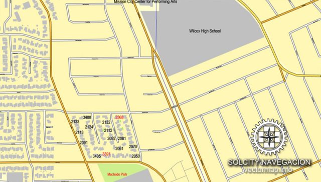 San Jose California US printable vector street map: City Plan full ...