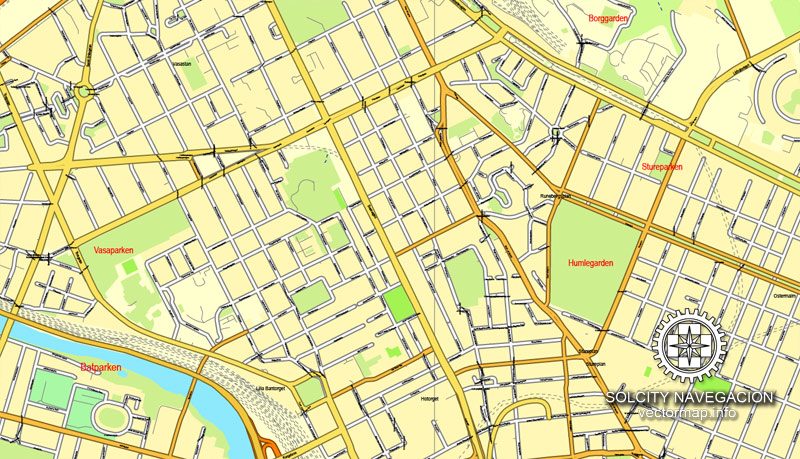 Map Stockholm, Sweden, Sverige printable vector street Simple City Plan map, full editable, Adobe Illustrator