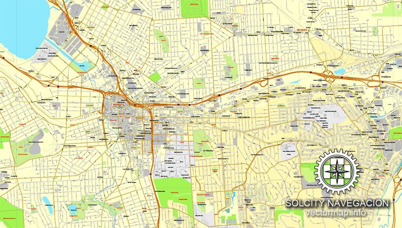 Syracuse Map New York US printable detailed street map full editable Adobe Illustrator