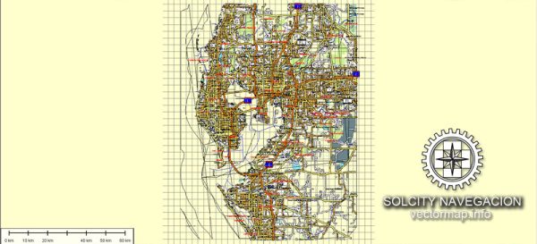 Map vector Tampa Bay, Florida, US printable vector street Atlas 25 parts map, full editable, Adobe Illustrator