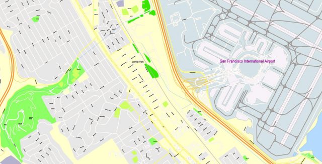 San Francisco: Free download vector map San Francisco, California, US, Adobe Illustrator