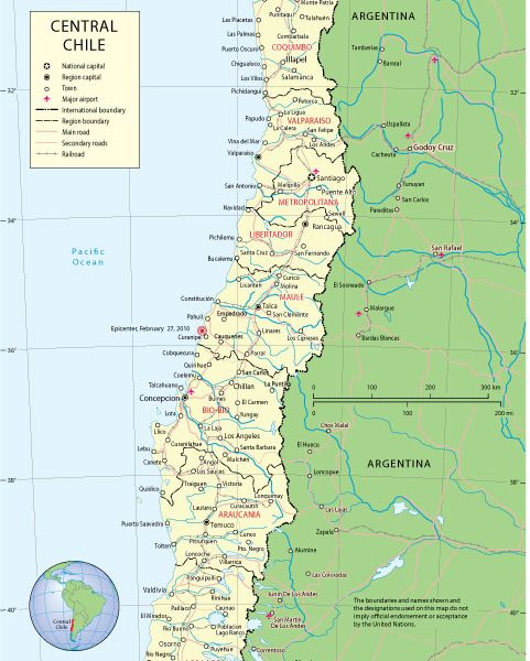 Free download vector map Central Chile, Adobe Illustrator, download now >>>>> Map for design, projects, presentation free to use as you like.
