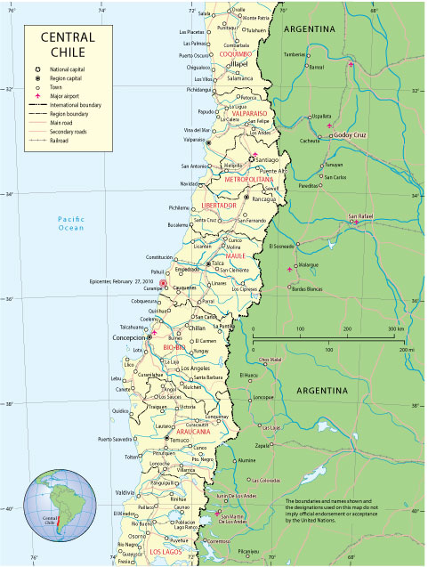 Chile: Free download vector map Central Chile, Adobe Illustrator, download now