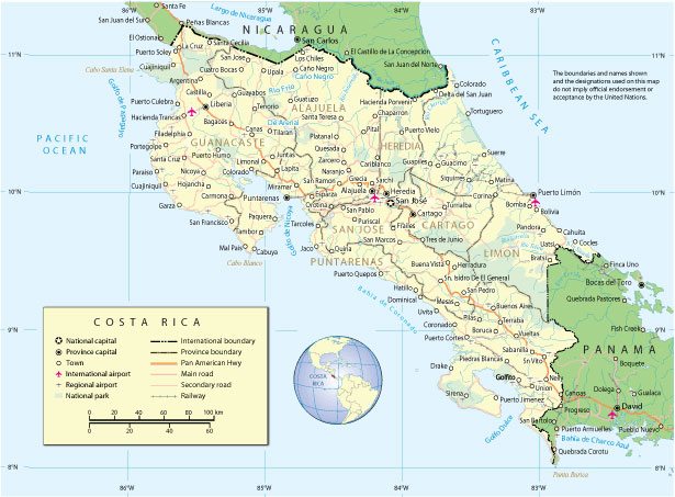Costa Rica: Free download vector map Costa Rica, Adobe Illustrator, download now