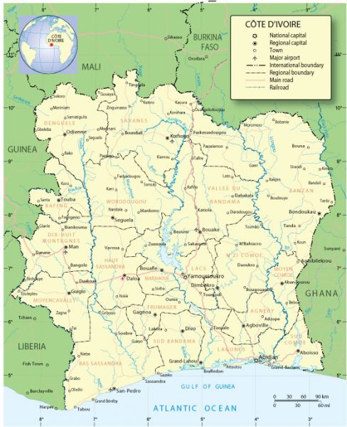 Cote D'Ivoire: Free download vector map Cote D'Ivoire, Adobe ...