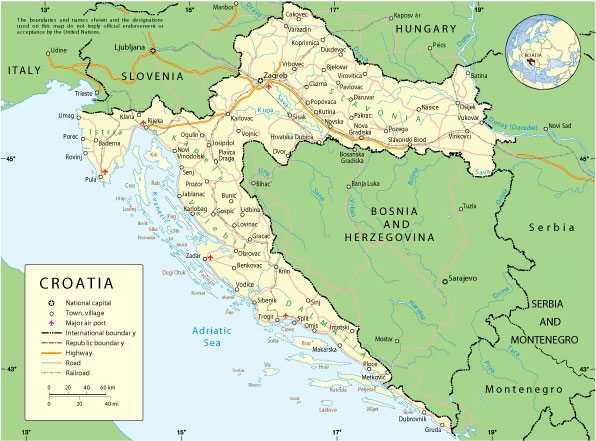 Croatia: Free download vector map Croatia, Adobe Illustrator, download now