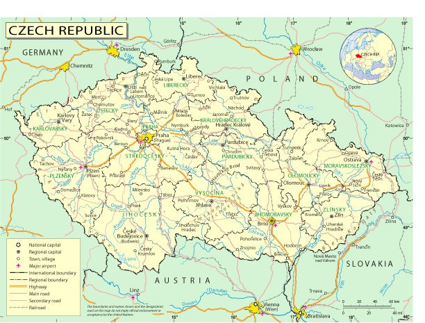 Czech Republic: Free download vector map Czech Republic, Adobe Illustrator, download now