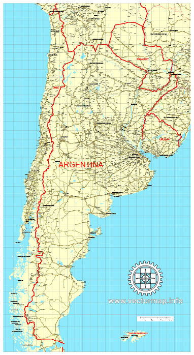 Argentina + Chile: Free download vector map Argentina - Chile, Adobe Illustrator, download now