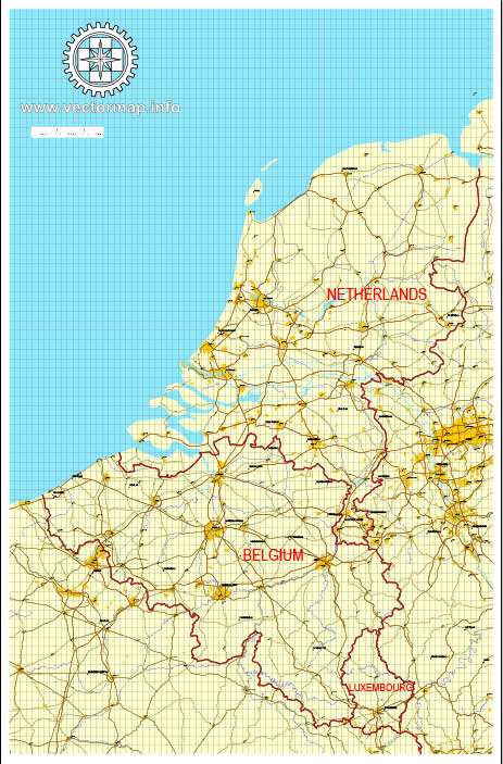 Belgium + Netherlands + Luxembourg: Free vector map Belgium - Netherlands - Luxembourg, Adobe Illustrator, download now maps vector clipart
