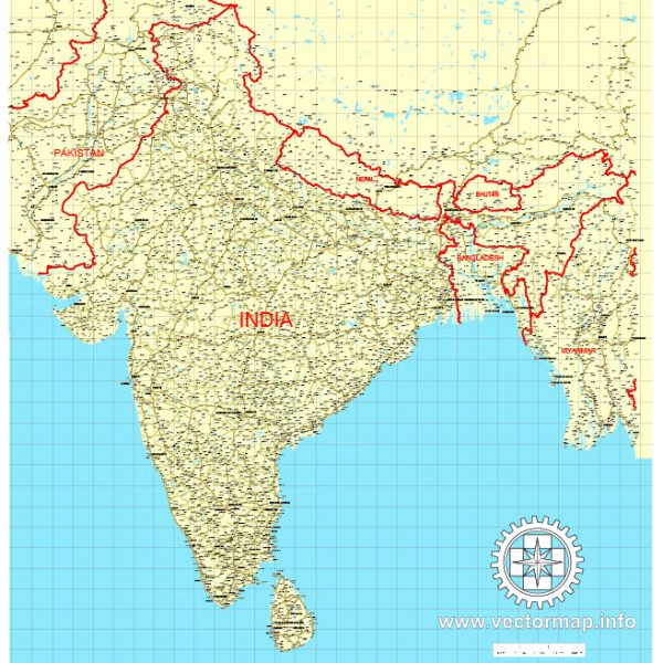 Free vector map India, Nepal, Bhutan, Bangladesh, Adobe Illustrator, download now maps vector clipart >>>>> Map for design, projects, presentation free to use as you like.