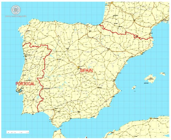 Free vector map Spain + Portugal, Adobe Illustrator, download now maps vector clipart >>>>> Map for design, projects, presentation free to use as you like.