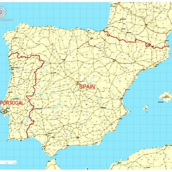 Free vector map Spain + Portugal, Adobe Illustrator, download now maps vector clipart >>>>> Map for design, projects, presentation free to use as you like.
