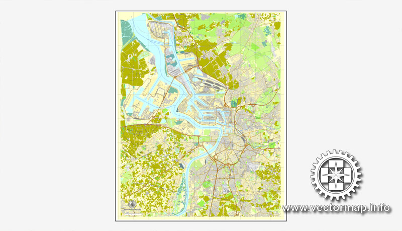 Map vector Antwerpen, Belgium, printable vector street City Plan map, full editable, Adobe illustrator Map for design, print, arts, projects, presentations, for architects, designers and builders