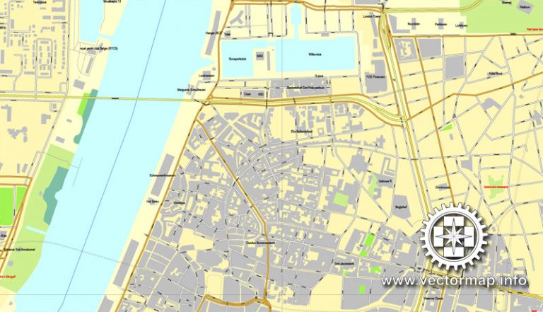 Antwerp, Belgium, printable vector street City Plan map, full editable ...