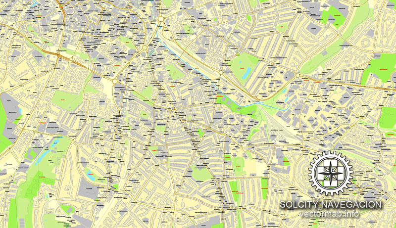 Map vector Birmingham, UK Great Britain, printable vector street City Plan map, full editable, Adobe Illustrator