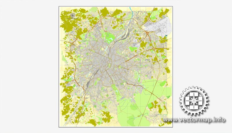 Map vector Brussels, Belgium, printable vector street City Plan map, full editable, Adobe illustrator Map for design, print, arts, projects, presentations, for architects, designers and builders