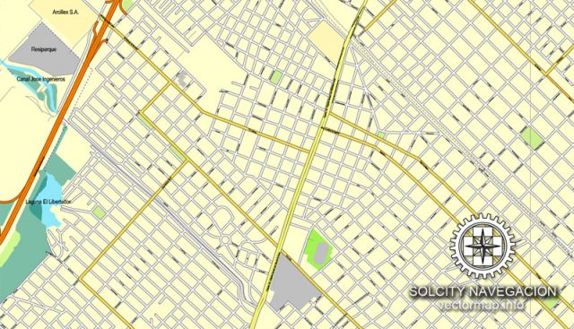 Buenos Aires, Argentina, in Adobe illustrator, printable vector street City Plan map, fully editable