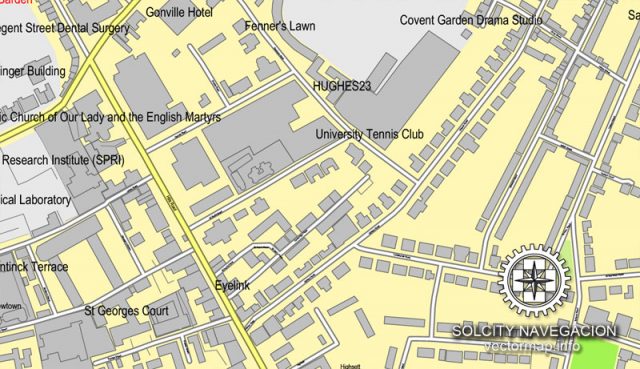 Cambridge UK Great Britain printable vector street map: City Plan full ...
